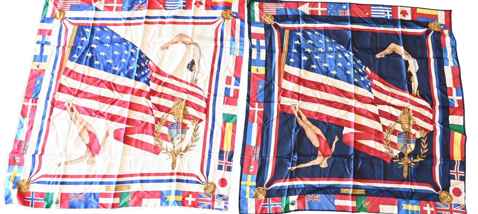 Two Ralph Lauren 1992 Olympics "Polo" Silk Scarves (1 of 6)