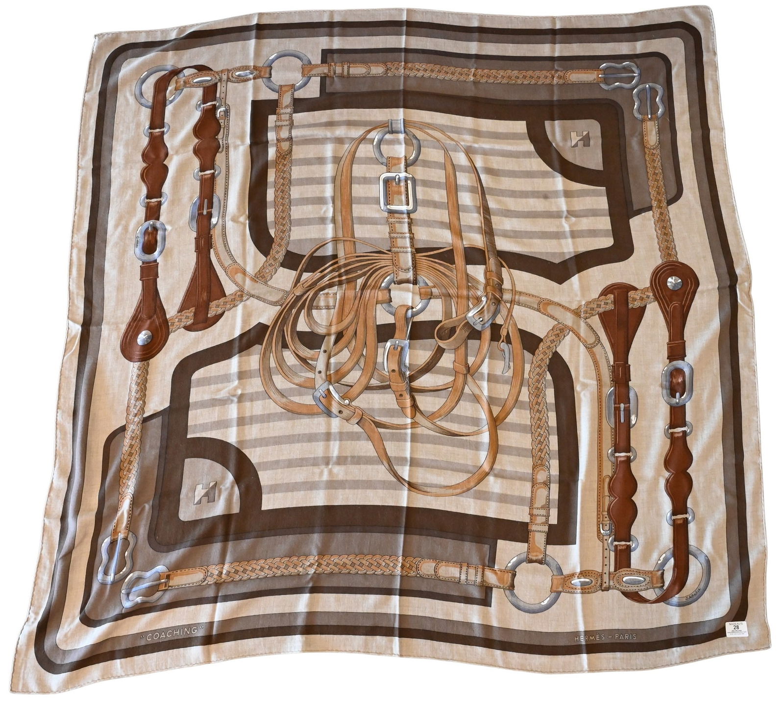 Hermes Paris "Coaching" Cashmere and Silk Scarf (1 of 6)