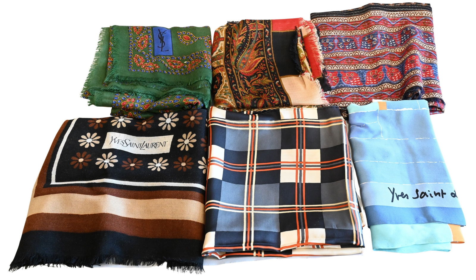 Group of Six Yves Saint Laurent Scarves and Shawls (1 of 4)