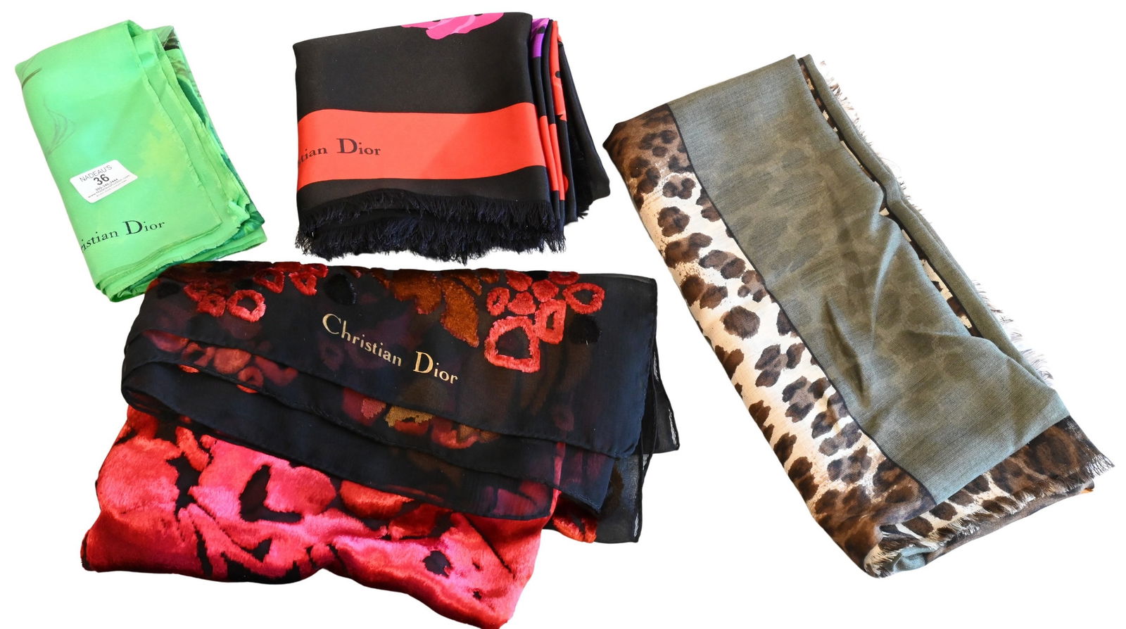 Four Christian Dior Silk Blend Scarves (1 of 5)