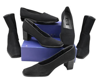 Group of Three Pairs of Stuart Weitzman Women's Shoes: Group of Three Pairs of Stuart Weitzman Women's Shoes to include "Dry" black gore tex, one pair of black pumps, "Cantina" black micro stretch and black gore tex boots, sizes 8, 8 1/2, 9 Condition: two