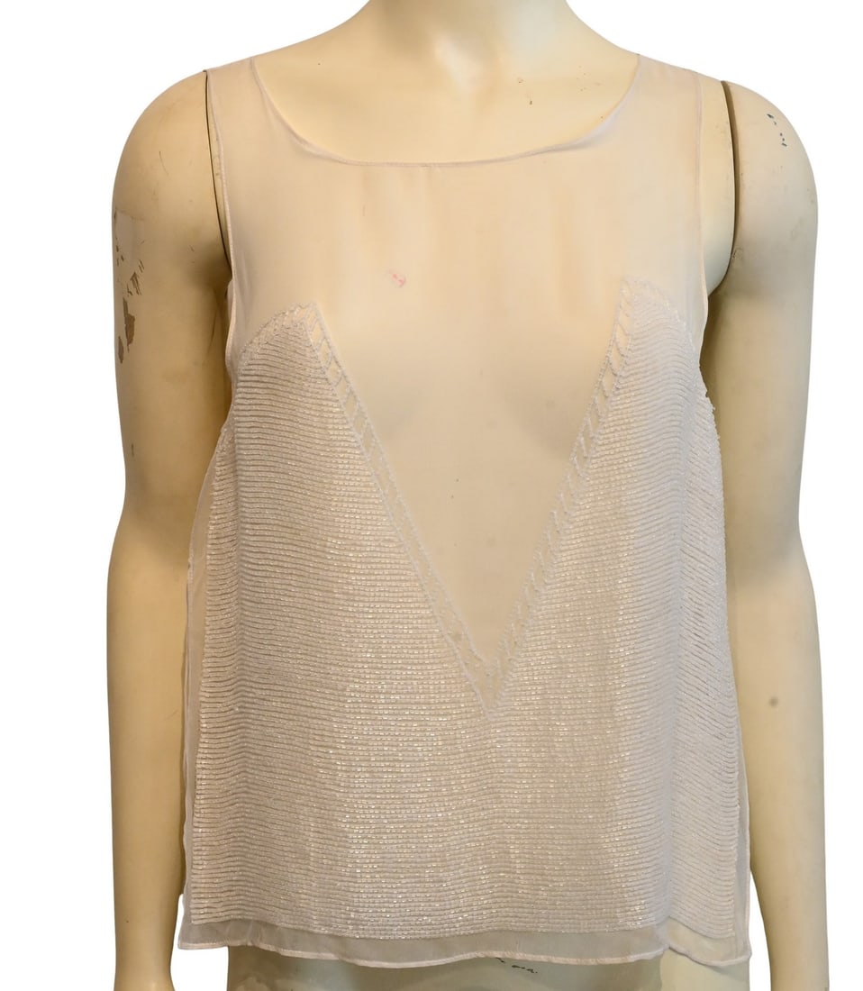 Vintage Giorgio Armani Women's Sheer and Beaded Tank Top (1 of 4)