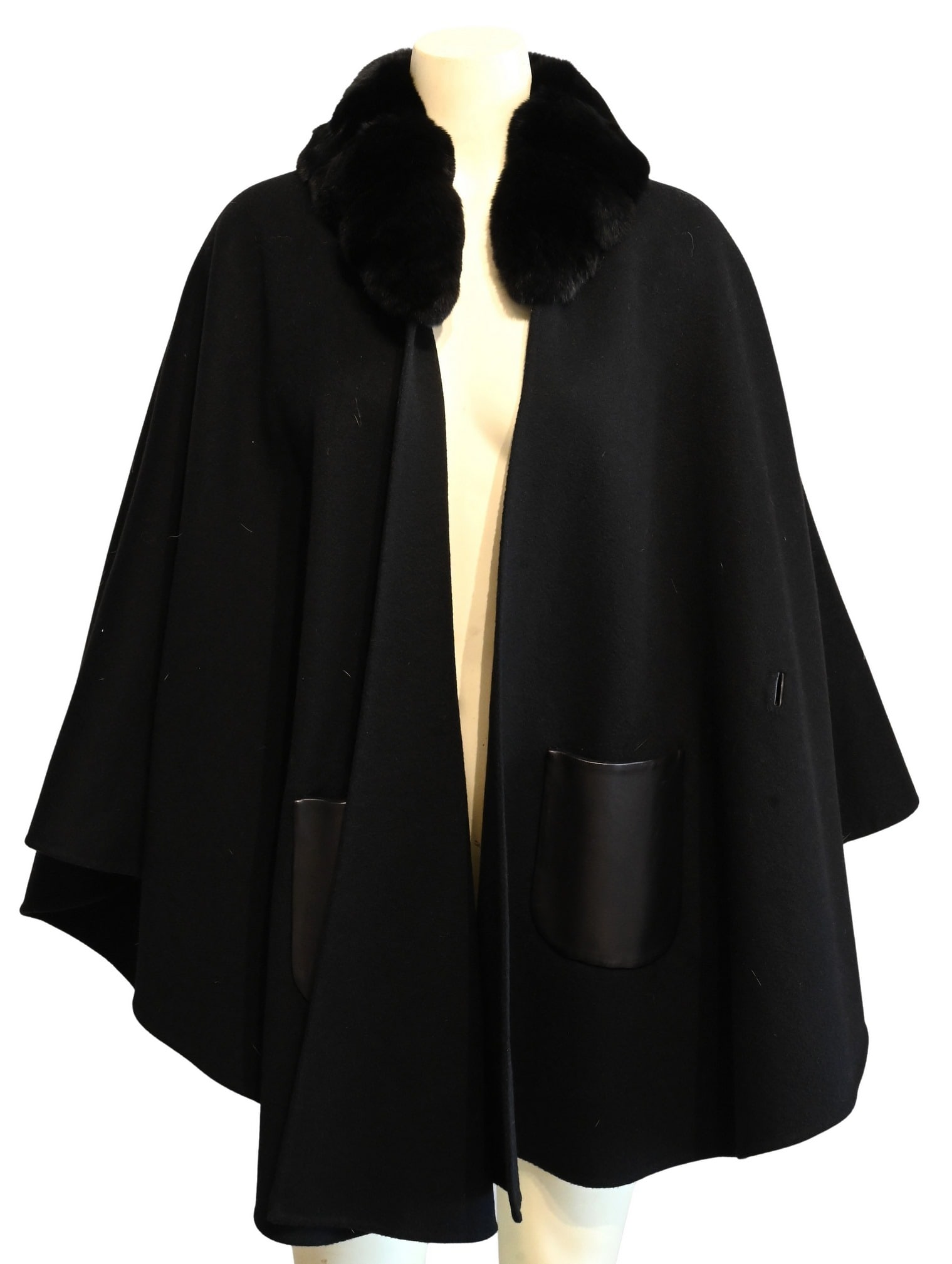 Loro Piana Chinchilla Fur and Cashmere Black Shawl (1 of 5)