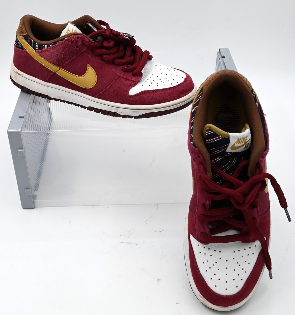 Men's Nike Sneakers SB Dunk Low Anchorman in Red, Gold, and White (1 of 5)
