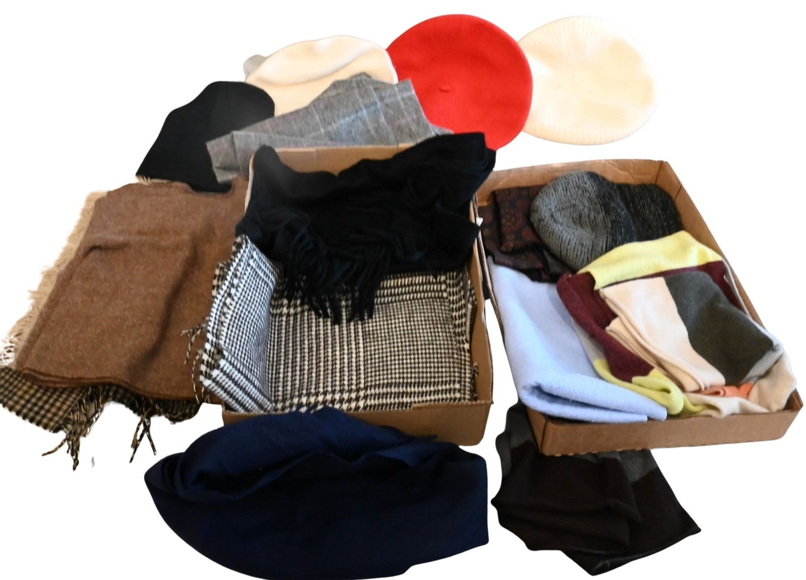 Group of Six Cashmere Shawls along with Five Hats (1 of 6)