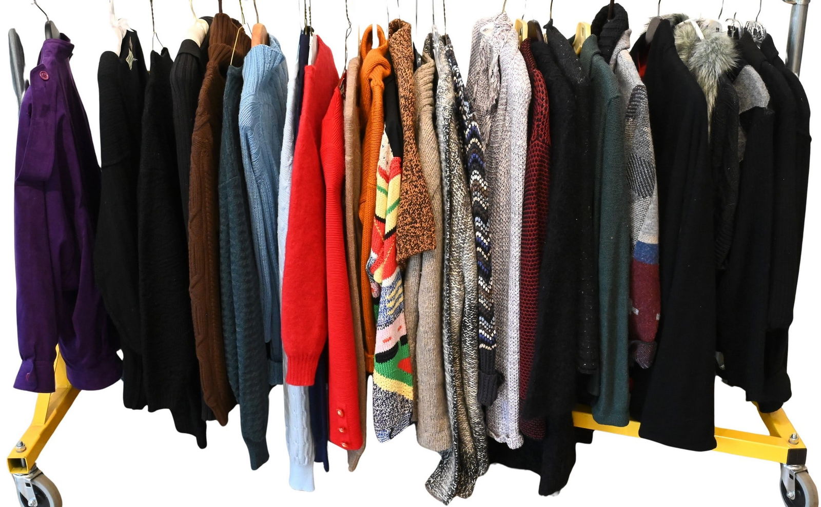 Rack of Women's Sweaters: Rack of Women's Sweaters Oscar de la Renta cashmere shawl, Marisa Christina, Cabi, Aldo Martins