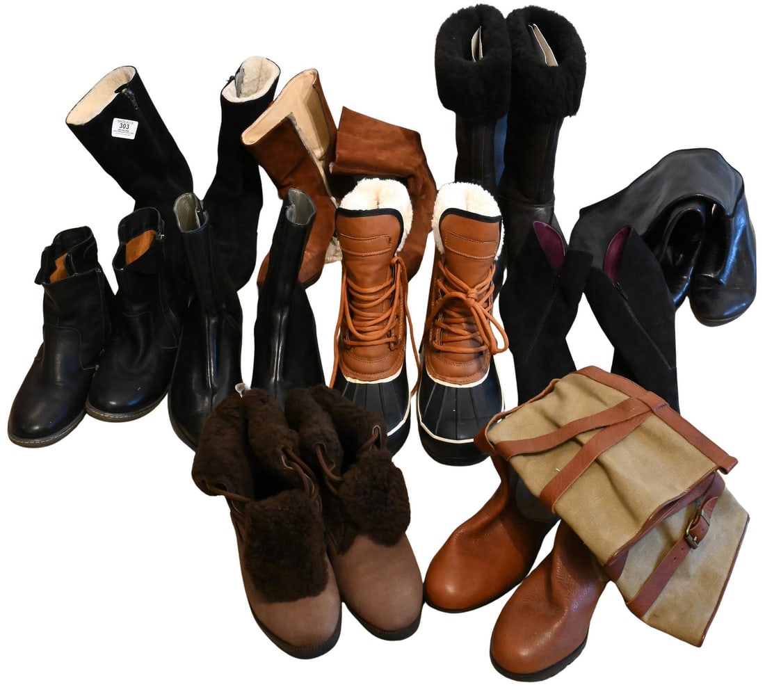 Group of Ten Pairs of Women's Boots: Group of Ten Pairs of Women's Boots to include Bass, Latex, Bootworks, etcetera sizes 8-9 Condition: all worn with no boxes