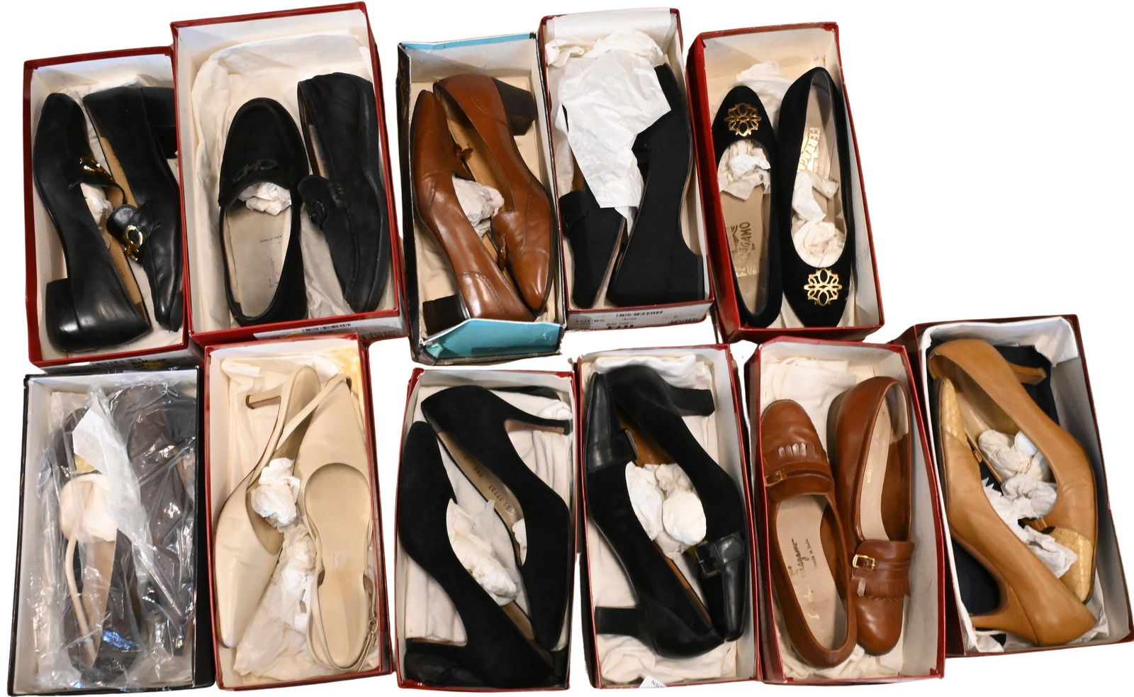 Eleven Pairs of Salvatore Ferragamo Women's Shoes to include (1 of 7)