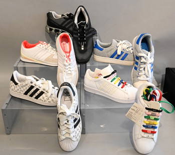 Five Pairs of Men's Adidas Sneakers: Five Pairs of Men's Adidas Sneakers Adidas Sneakers Porsche Design in White Almost new with no marks or scratches Size 8.5 Adidas Sneakers Porsche Design Bounce S in Black Used with few scuffs and spr