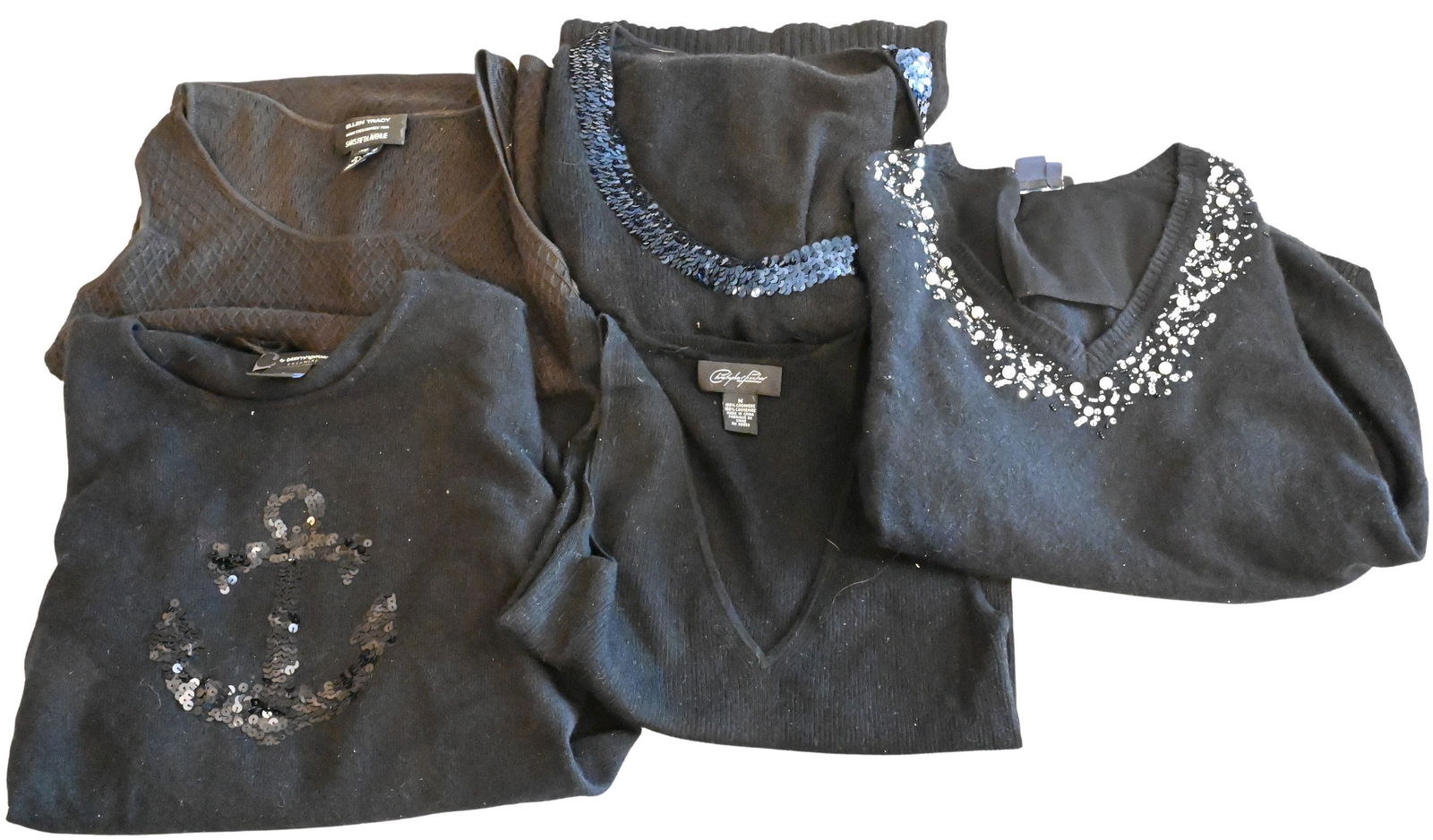 Group of Five Women's Cashmere Sweaters / Shirts in Black (1 of 5)