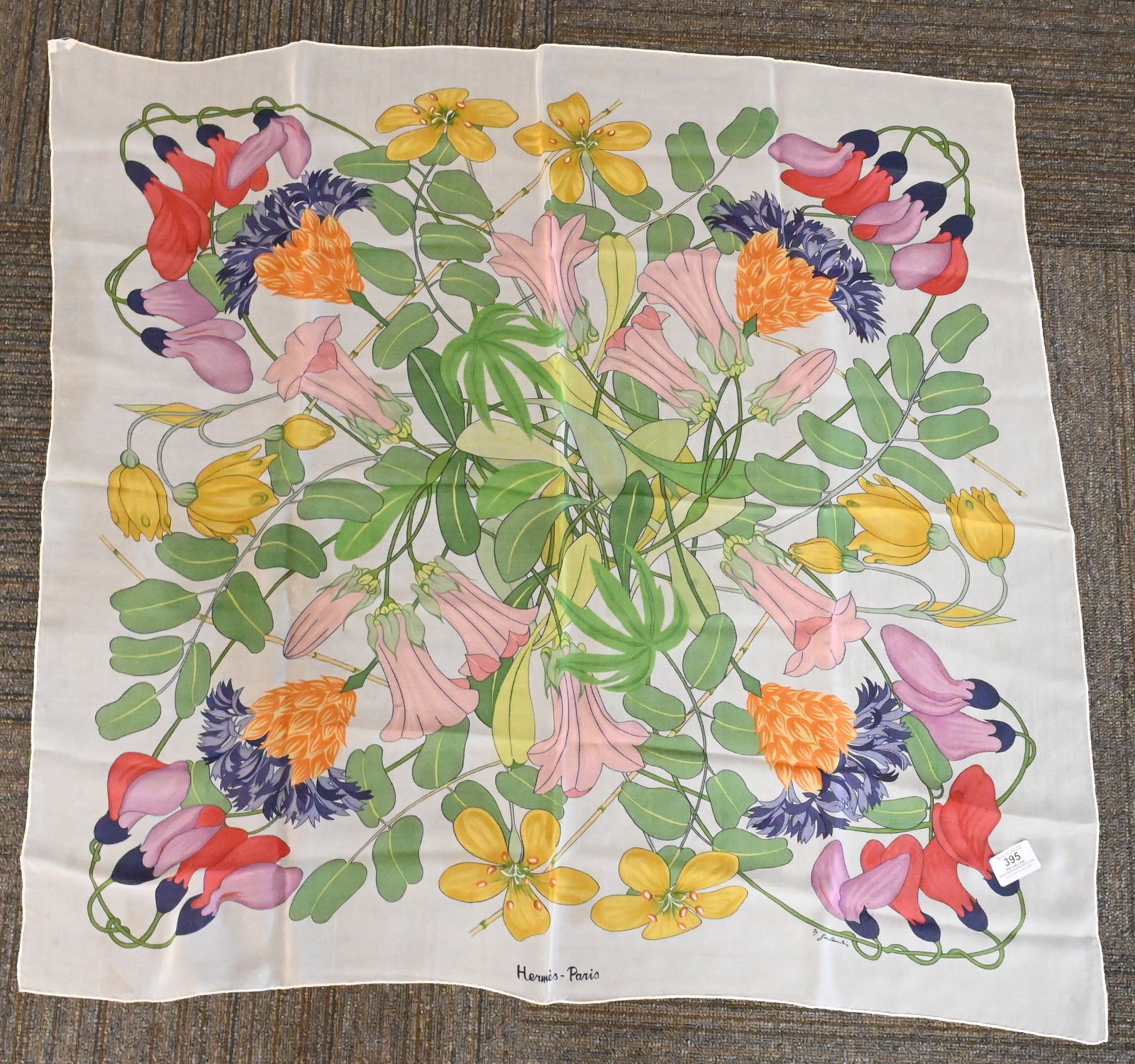 Hermes Paris "Flora Graeca" Sheer Silk Scarf (1 of 3)
