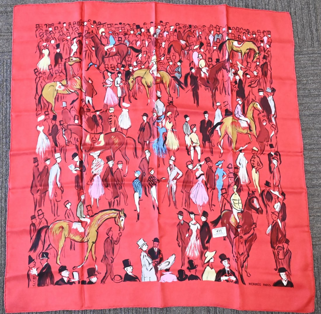Hermes Paris "Paddock Champs de Course" Silk Scarf (1 of 5)