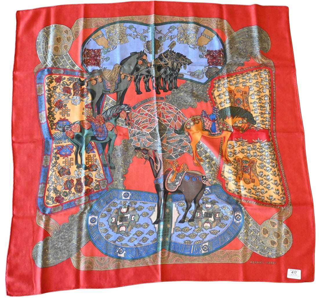 Hermes Paris "Art des Steppes" Cashmere and Silk Scarf (1 of 4)