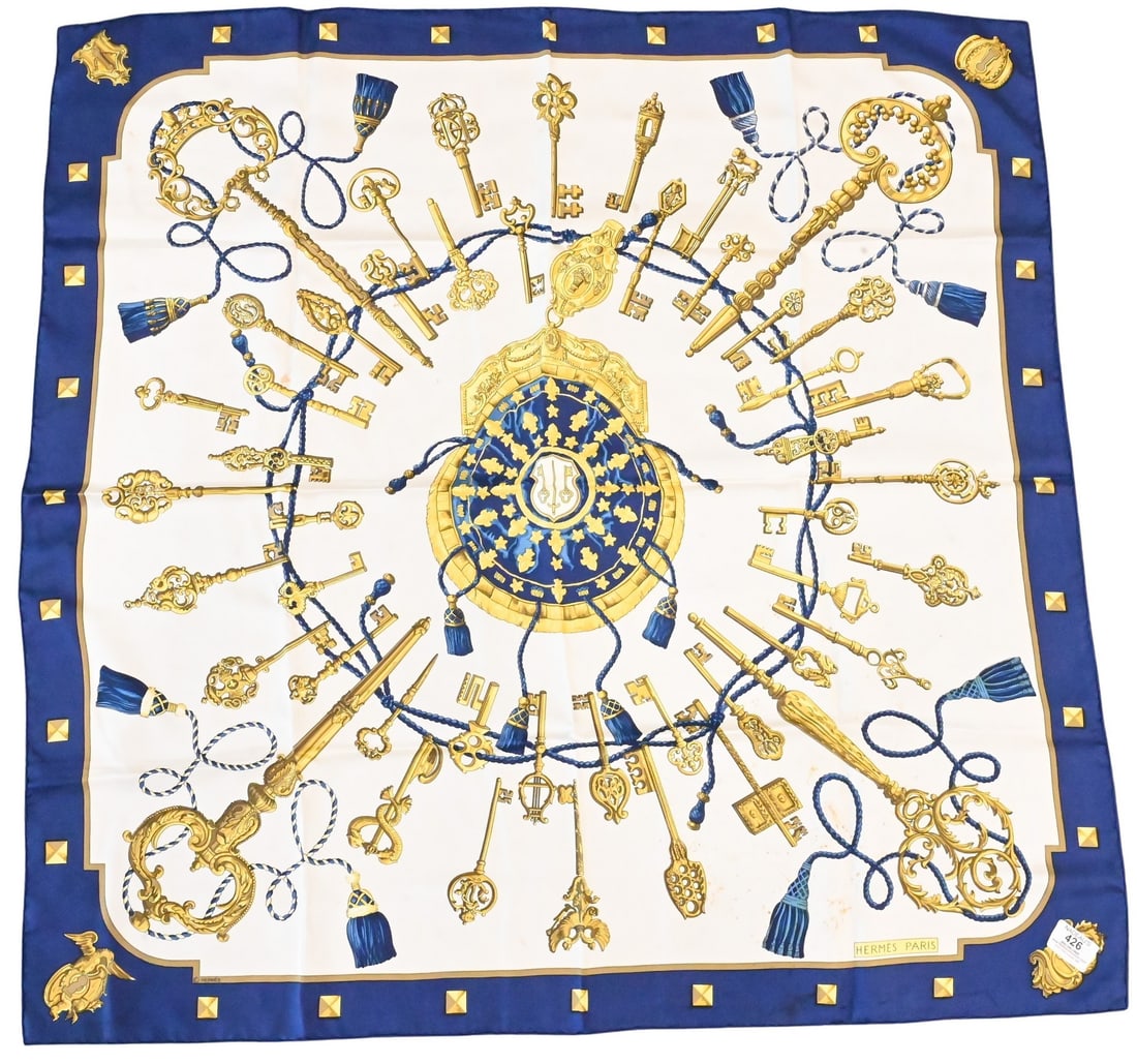 Hermes Paris "Les Clefs" Silk Scarf (1 of 4)