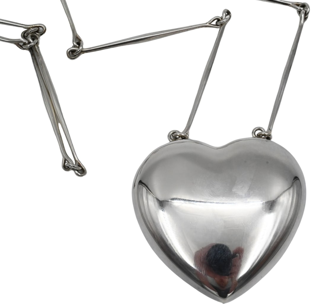 Georg Jensen Sterling Silver Necklace with Large Heart Pendant (1 of 2)