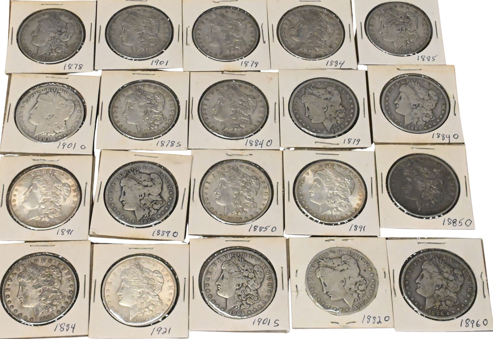 20 Morgan Silver Dollars of Various Dates (1 of 7)