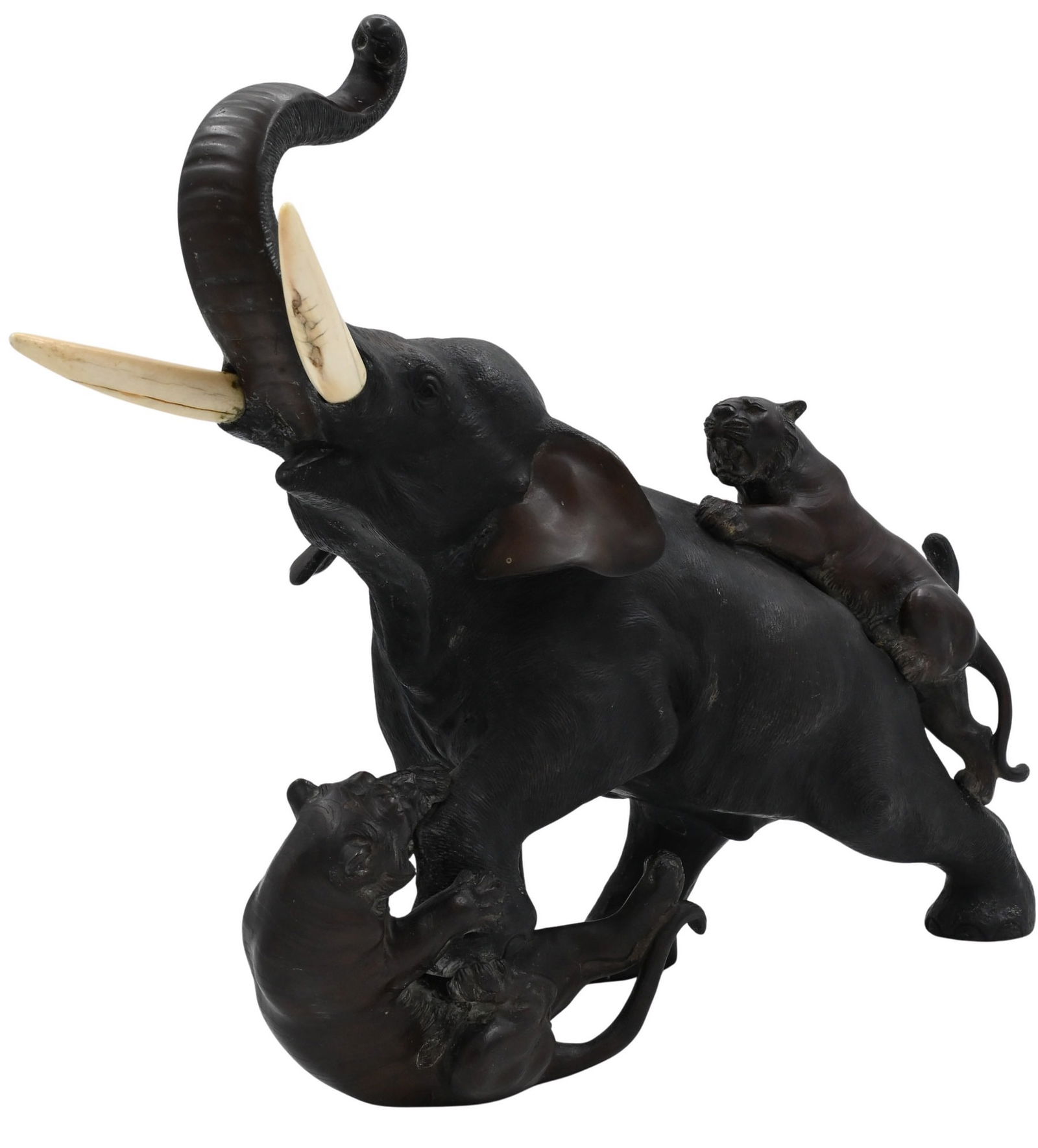 Japanese  Meiji  Period  Bronze  Okimono  Elephant  Figured  Group (1 of 6)