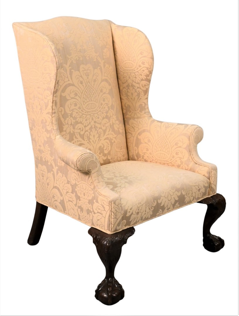 Chippendale Style Upholstered Wing  Chair (1 of 6)