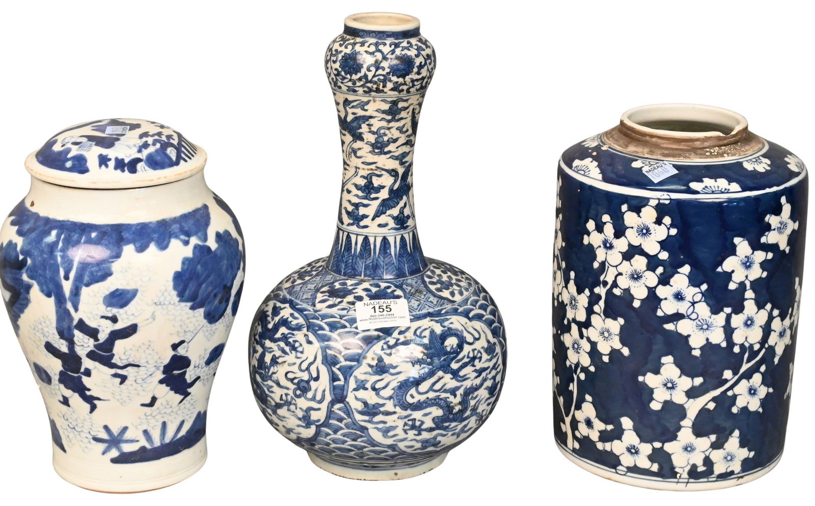 Three Piece Group of Chinese Blue and White Porcelain (1 of 6)