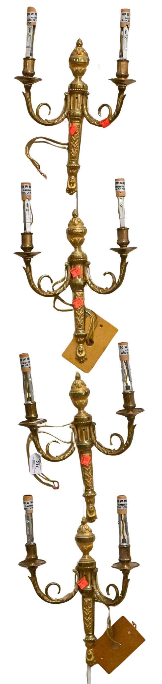 Set of Four Brass Wall Sconces (1 of 5)