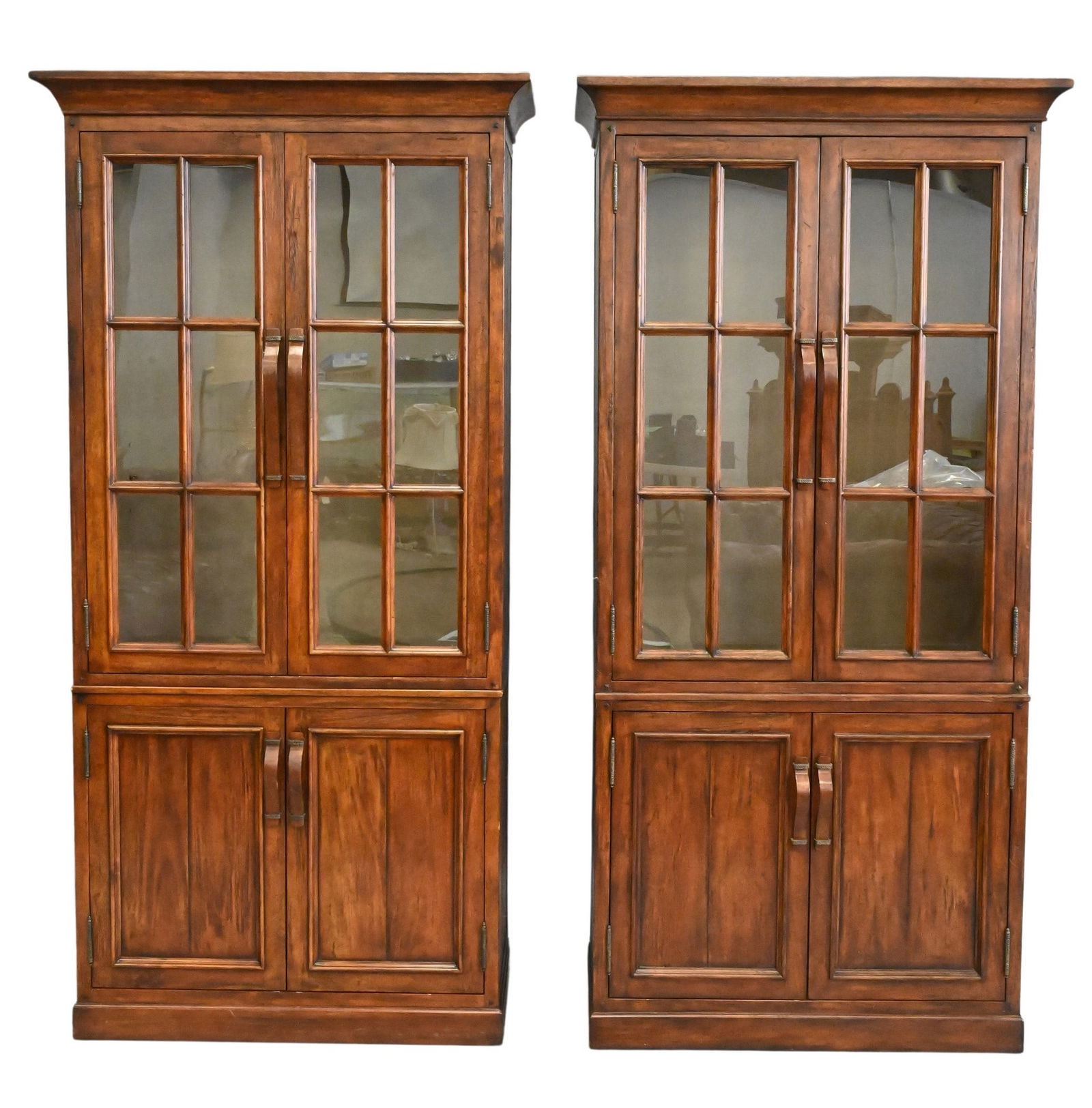 Pair Of Jonathan Charles "casually Country" Walnut Bookcases Auction