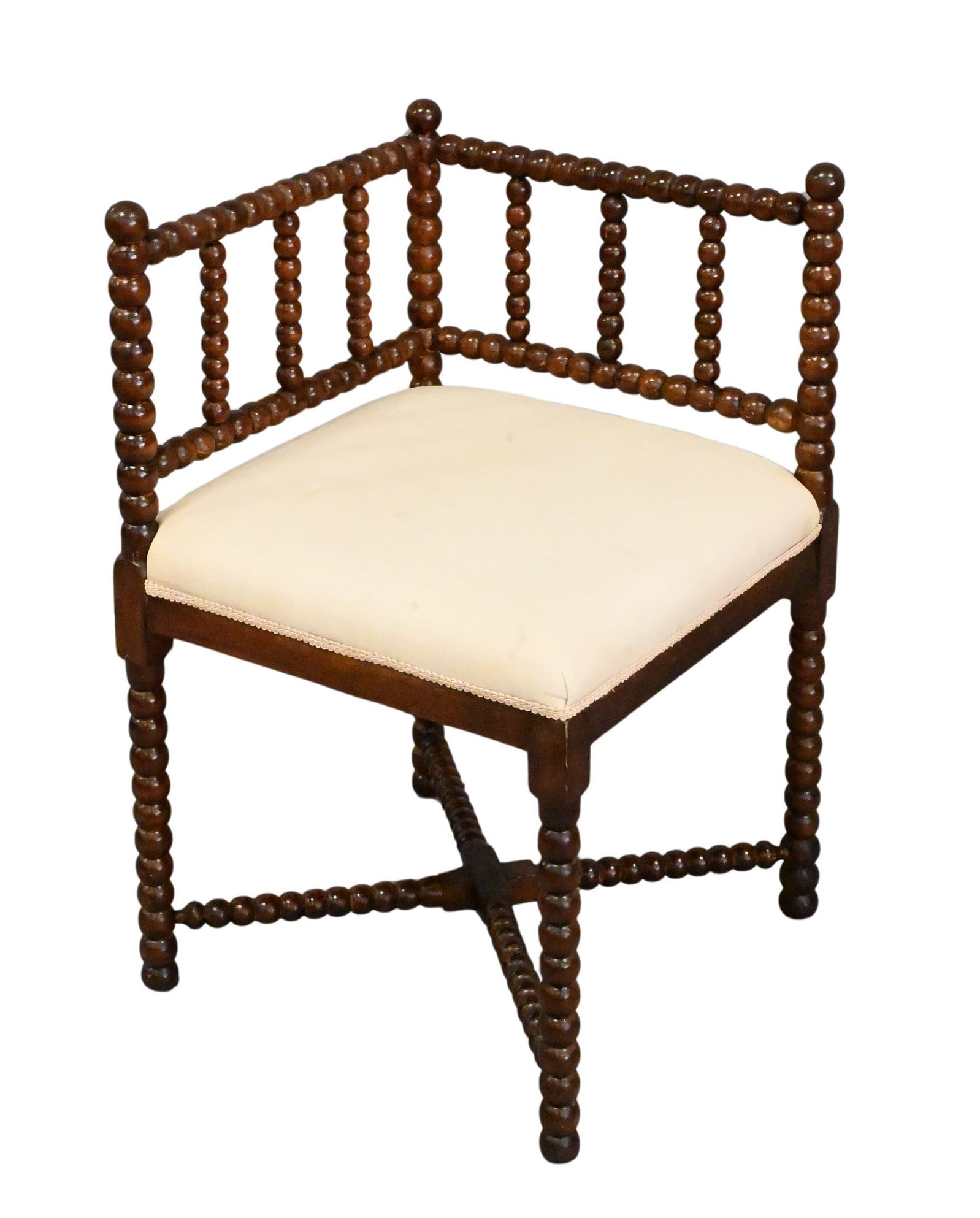 Bobbin Corner Chair having Upholstered Seat (1 of 4)