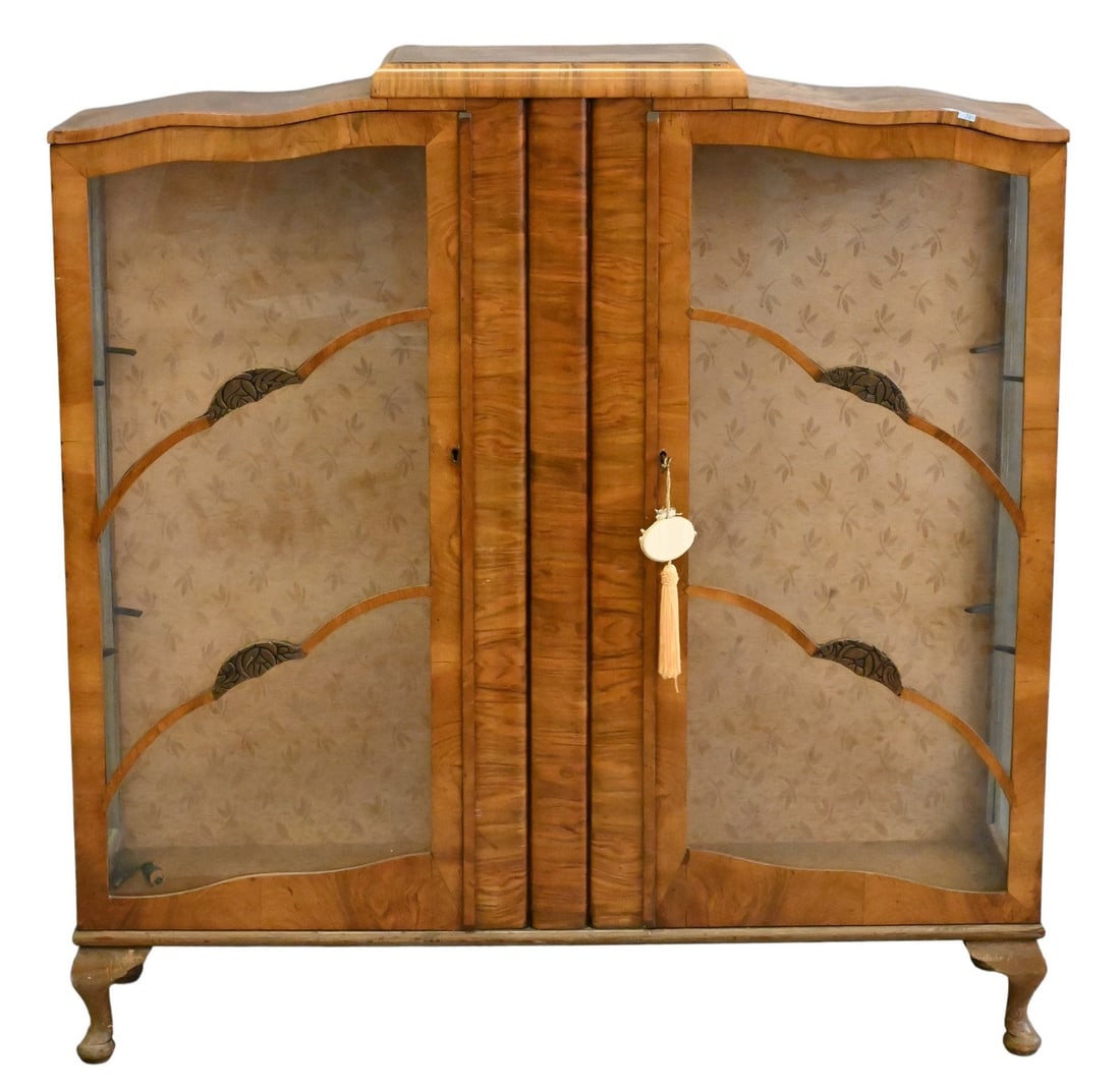 Art Deco Burlwood Veneer China Cabinet (1 of 4)