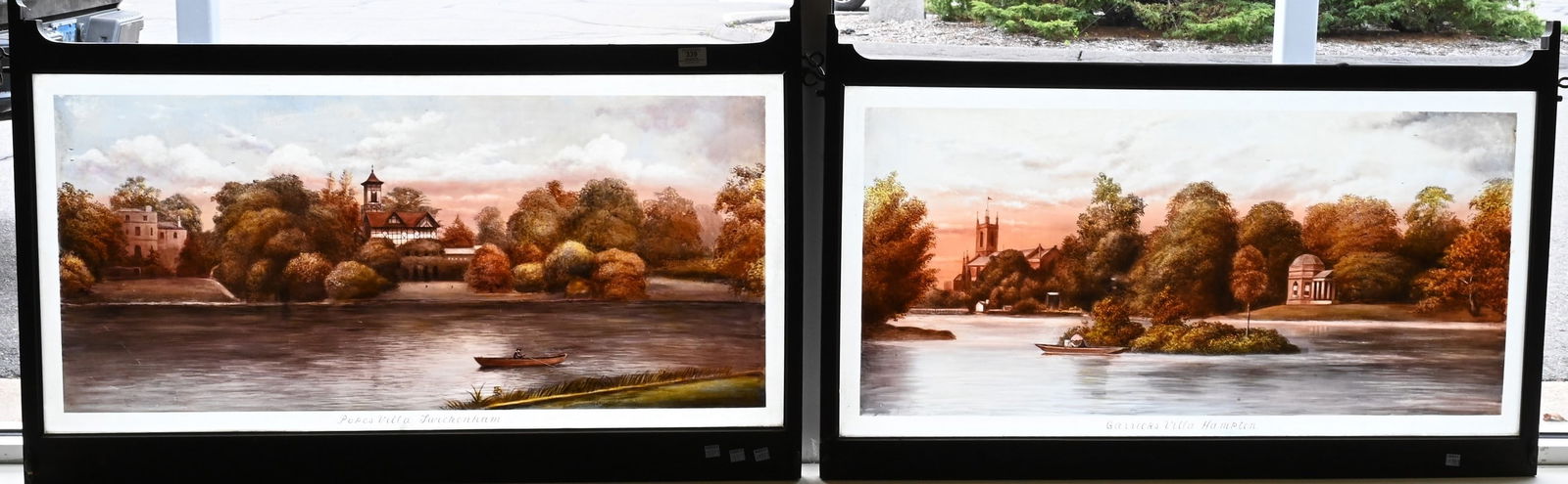 Pair of Reverse Painted Glass Window Frames (1 of 5)