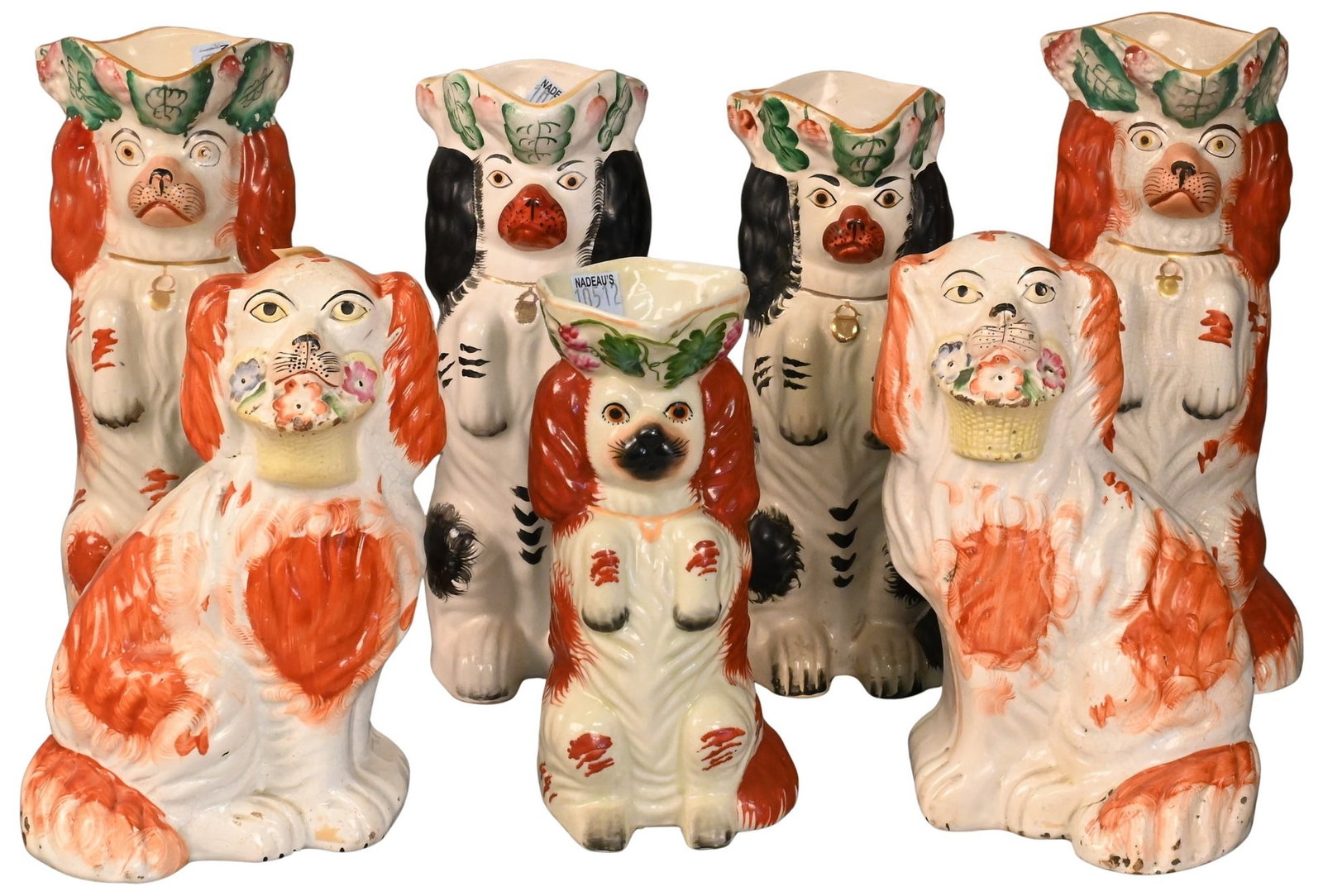 Seven Piece Group of 19th Century Staffordshire Dogs (1 of 7)