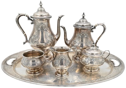 Six piece Alvin Sterling Silver Coffee / Tea Set