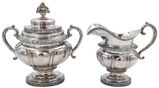 W. Gale (New York) Coin Silver Sugar and Creamer Set