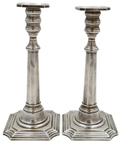 Pair of Cartier Weighted Sterling Silver Candlesticks