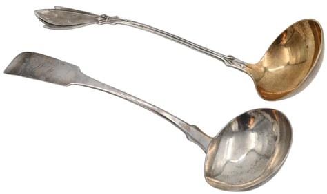 Two Large Coin Silver Ladles