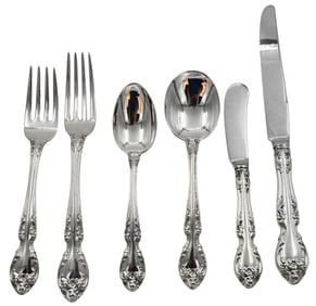 63 Piece Gorham Sterling Silver "Melrose" Flatware Set