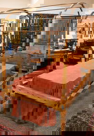 Federal Maple and Tiger Maple Four Post Bed