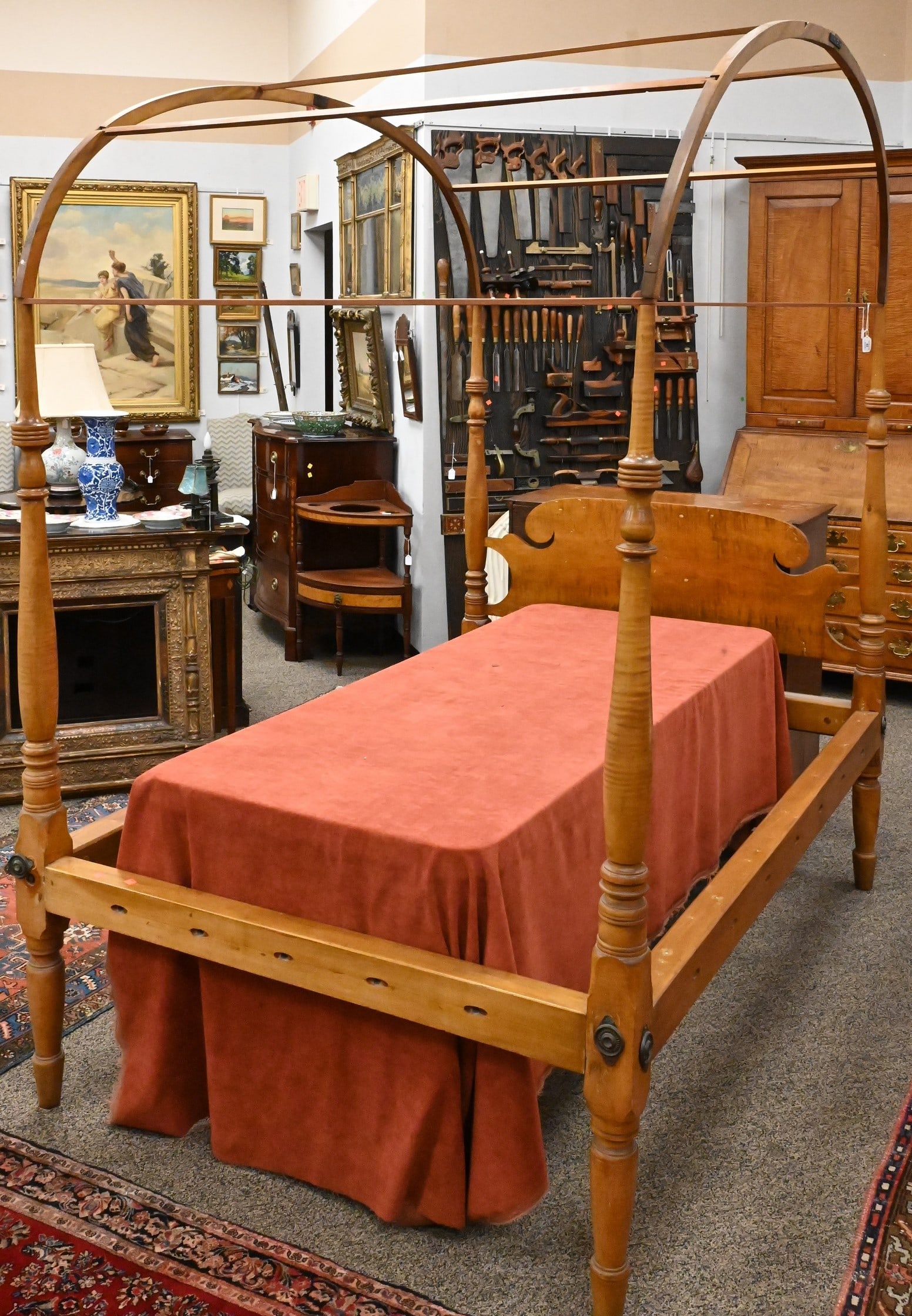 Federal Maple and Tiger Maple Four Post Bed (1 of 6)