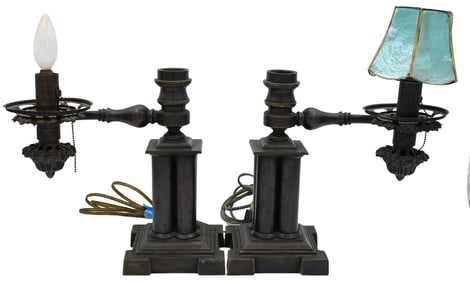 Pair of American Bronze Argand Lamps