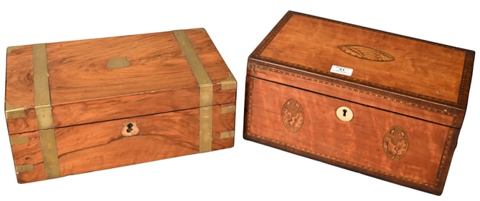 Two
George
III
Satinwood
Brass
Bound
and
Inlaid
Lap
Desks