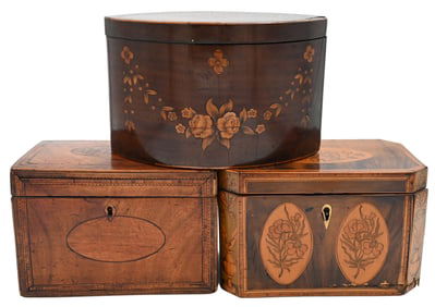 Three Georgian Inlaid Tea Caddies