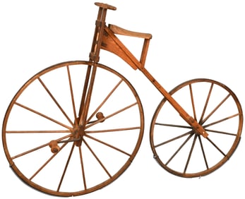 19th Century American Wood Frame "Boneshaker" Bicycle