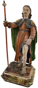 Carved and Polychrome Religious Figure of St. Roch