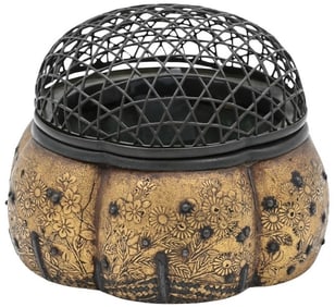 Japanese Lacquer Incense Burner of Melon Shaped Design