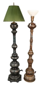 Pair of Champleve Floor Lamps