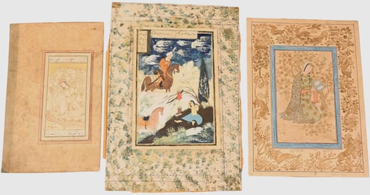 Three Safavid Persian Miniatures (17th Century)