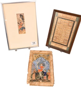 Three Persian Illuminated Calligraphy Pages (17th Century)