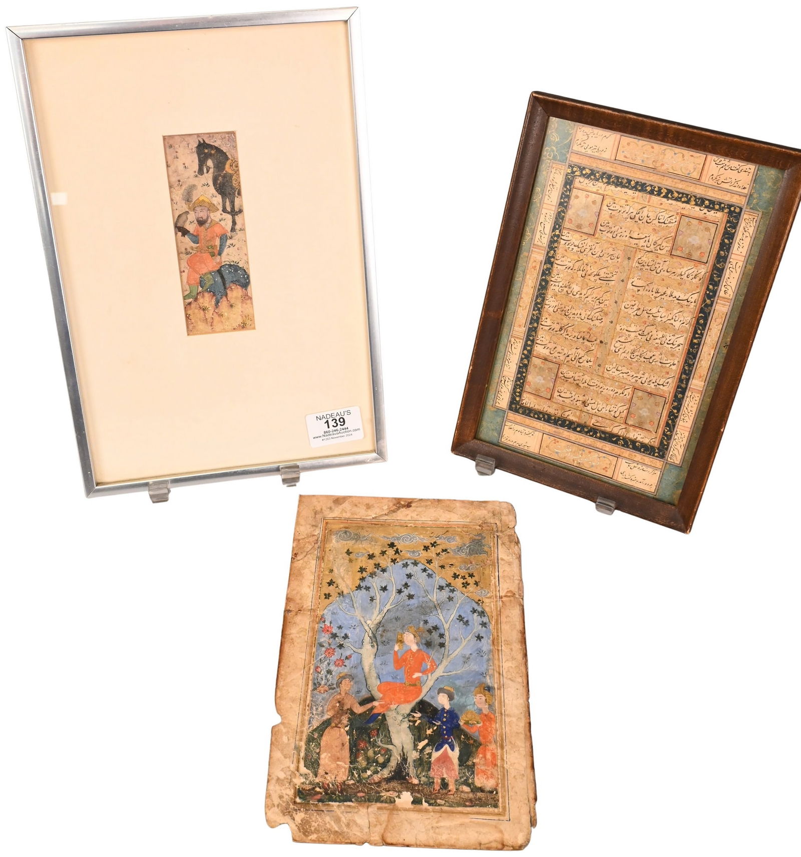 Three Persian Illuminated Calligraphy Pages (17th Century) (1 of 10)