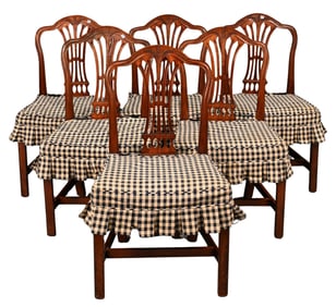 Set of Six Federal Mahogany Side Chairs having Fully Upholstered Seats