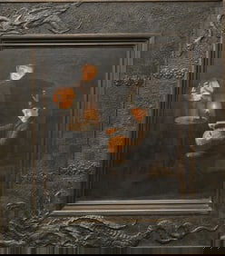 Candlelit Scene of Two Boys Carving Jack-O- Lanterns