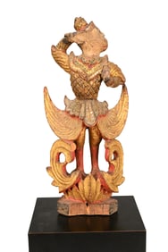 Burmese Mandalay Carved Kinnare Figure, Early 19th Century