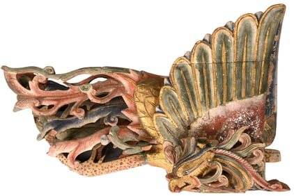 Carved Polychrome Phoenix Temple Corbel Chinese Architectural Piece